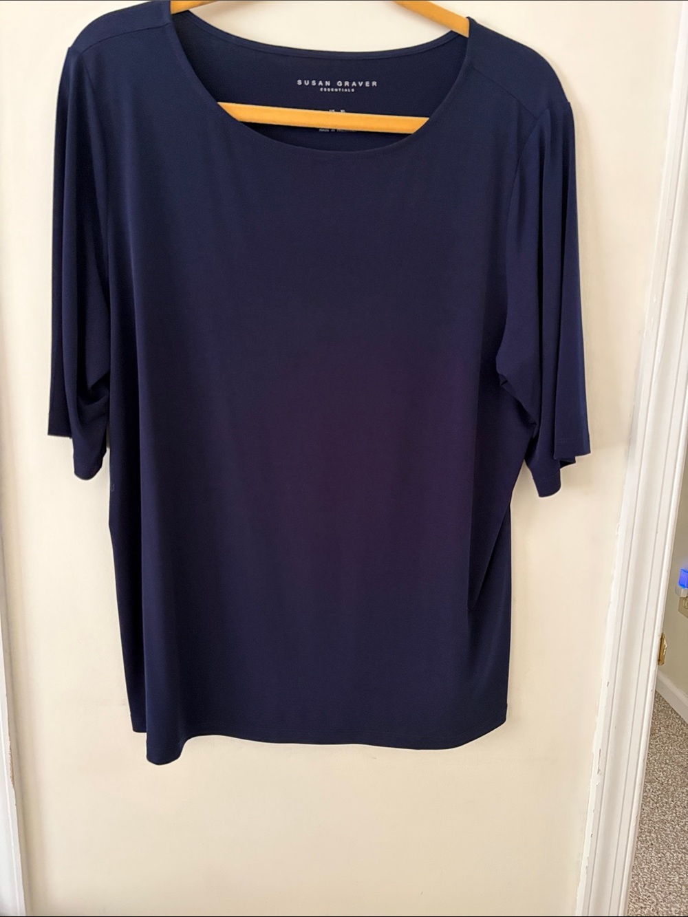 Susan Graver Deep Navy Short Sleeve Knit Top